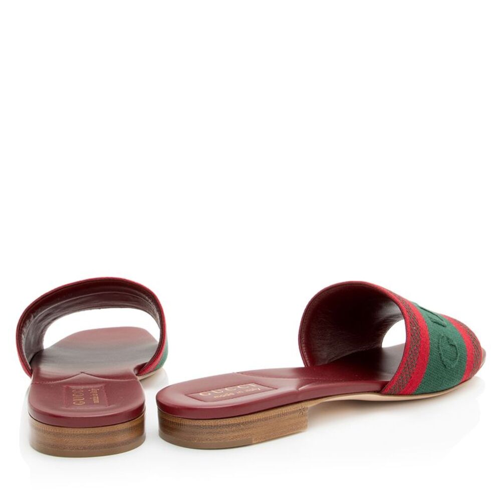 Gucci Embroidered Logo Web Slide Sandals - Size 9 / 39 - Picture 3 of 8
